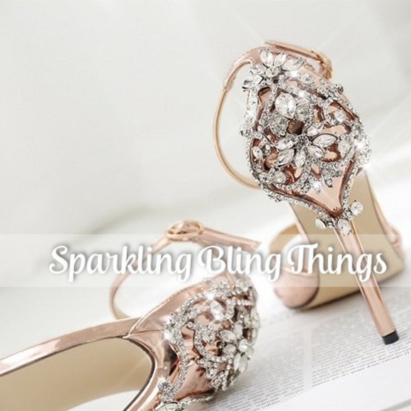 Sparkling Bling Things Shoes - NEW Sparkling Bling Swarovski Crystal Rhinestone Sandals Rose Gold Shoes…